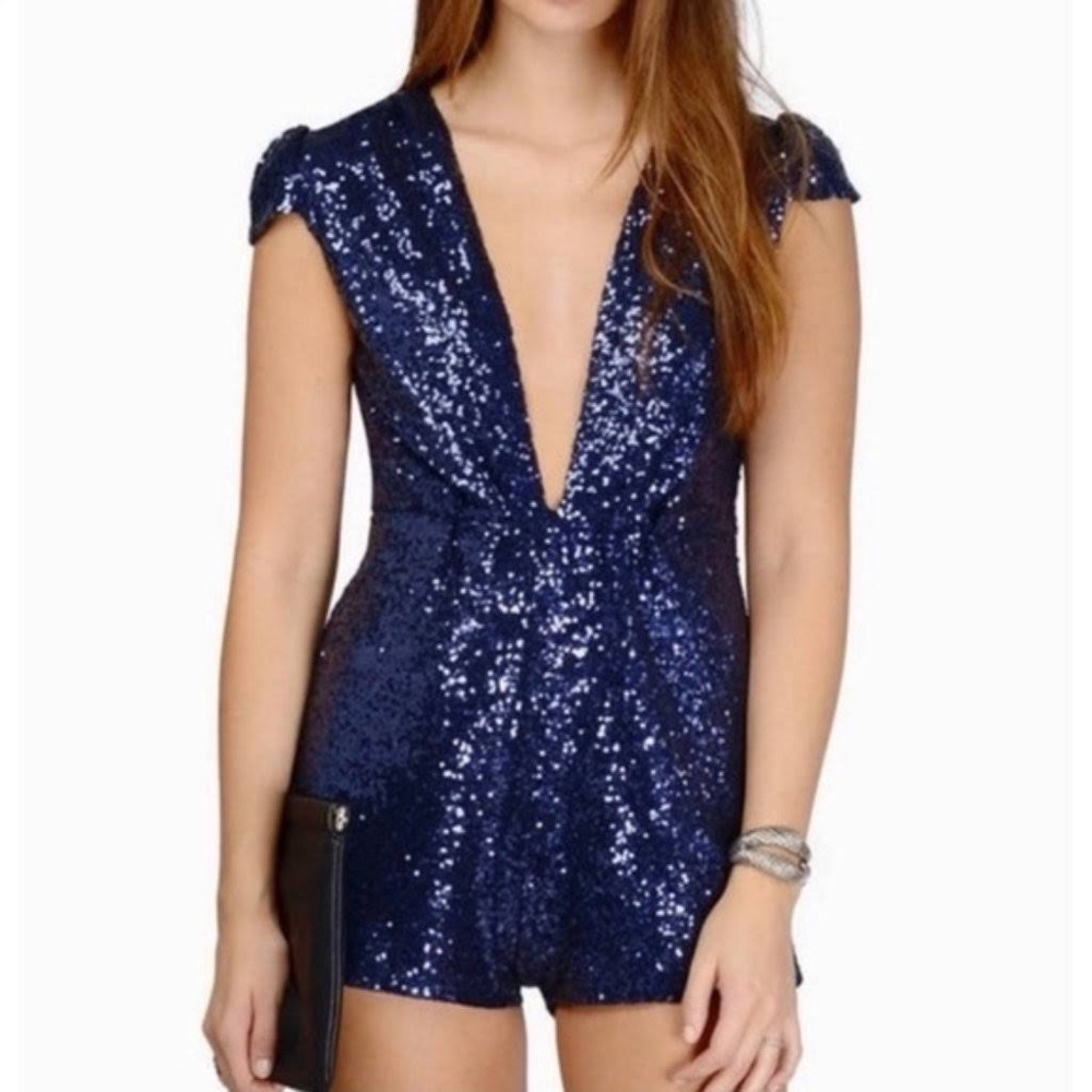 TOBI Blue Sequin Romper